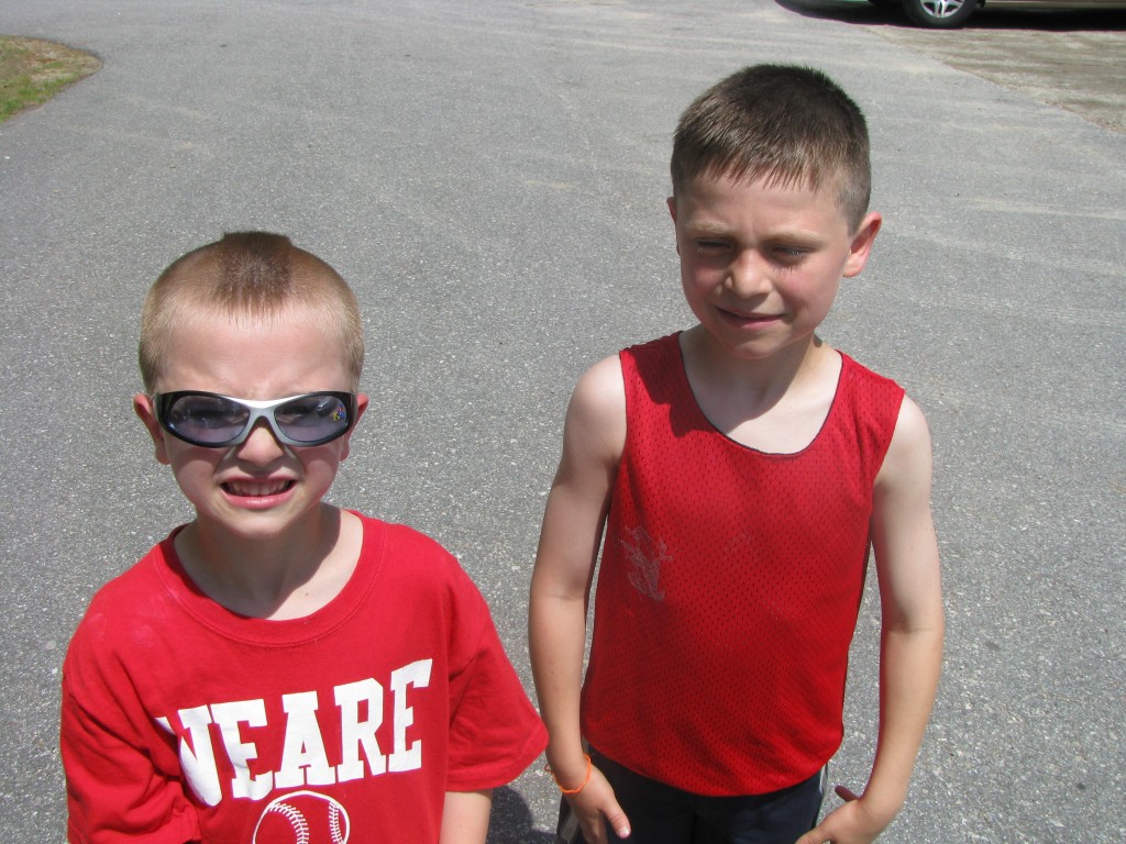 Yardsale faces: Aidan and Ian, boys of summer.